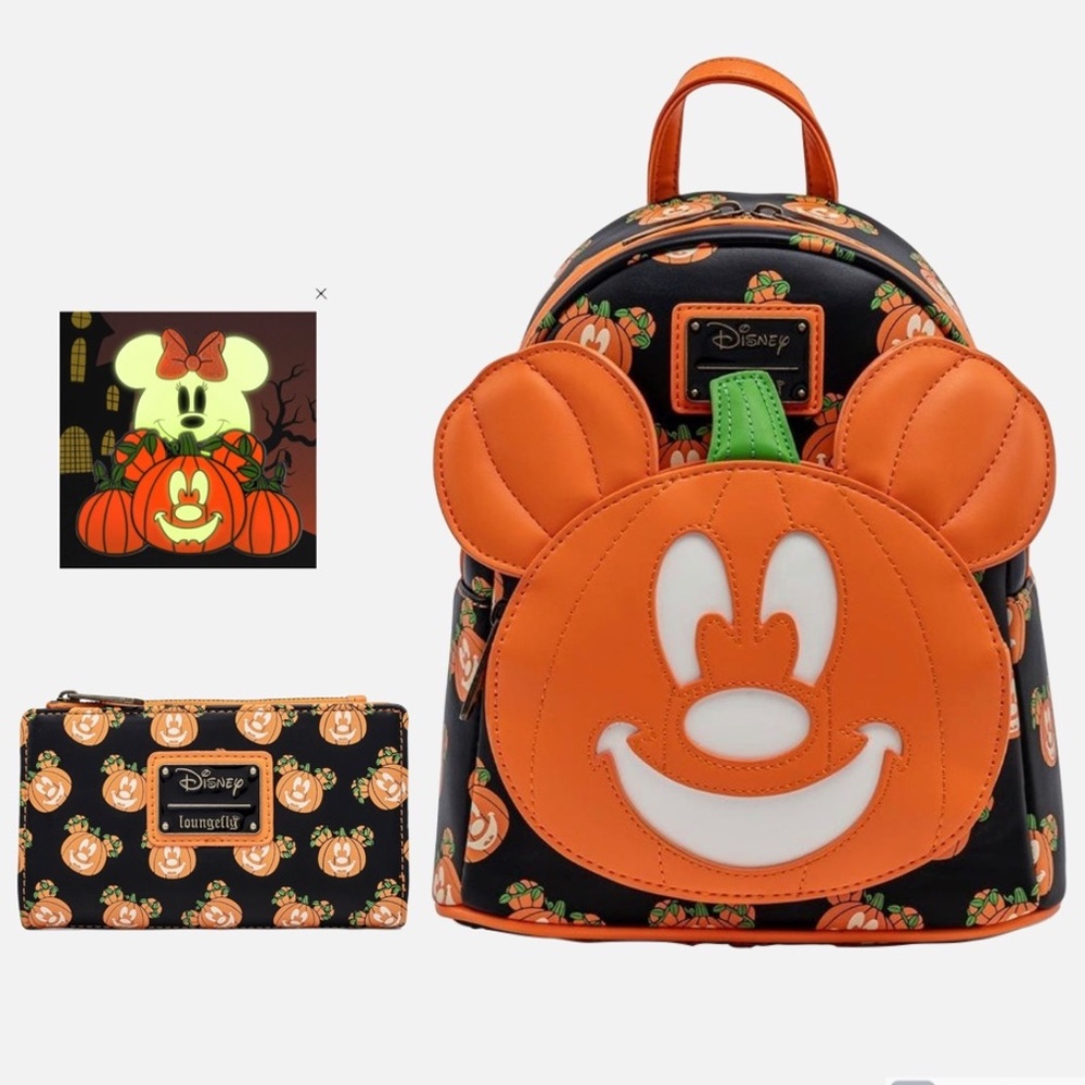 Loungefly Disney Mickey-O-Lantern Mini Backpack w/Wallet and Collector’s PIN
